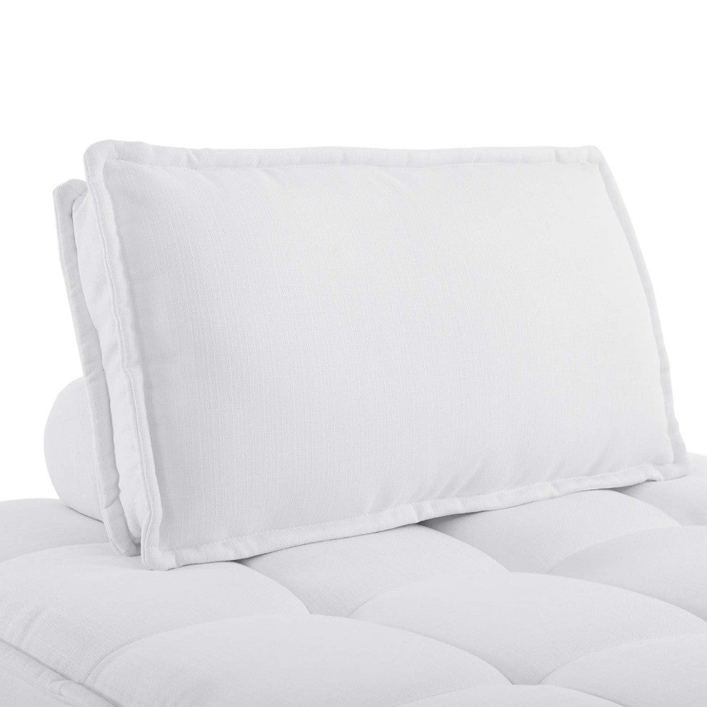 Saunter Tufted Fabric Fabric 5-Piece Sectional Sofa White