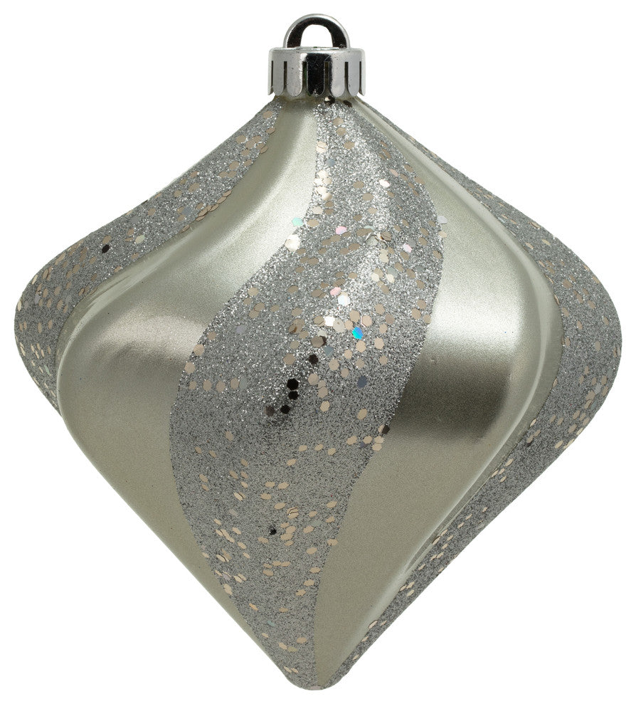 Vickerman N189807Dcv 6" Silver Swirl Diamond Uv Candy Christmas Ornament