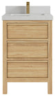 Elizabeth 24 Single Sink Bath Vanity in Light Natural Teak 2" Carrara Quartz