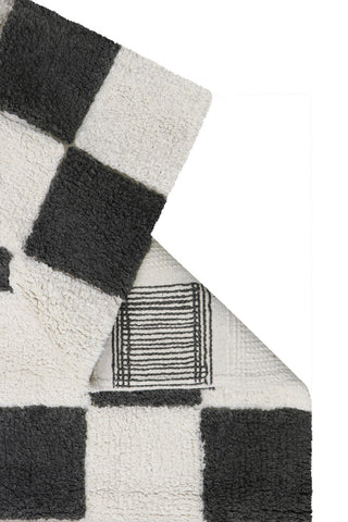Washable Rug Kitchen Tiles Dark Grey, 5' 7" X  8'
