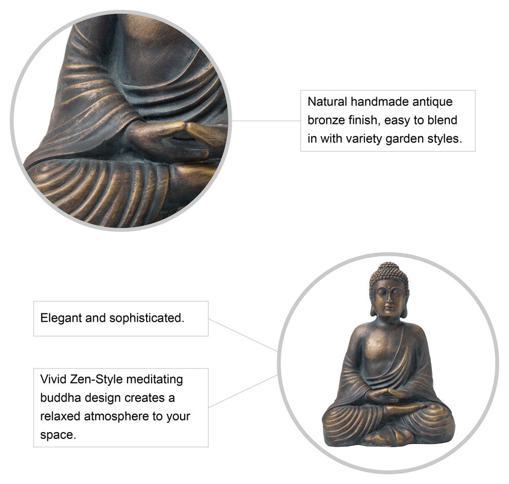 19"H MGO Meditating Buddha Statue