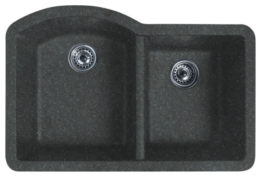 Swan 32x21x9.5 Granite Undermount Kitchen Sink, 1-Hole, Nero
