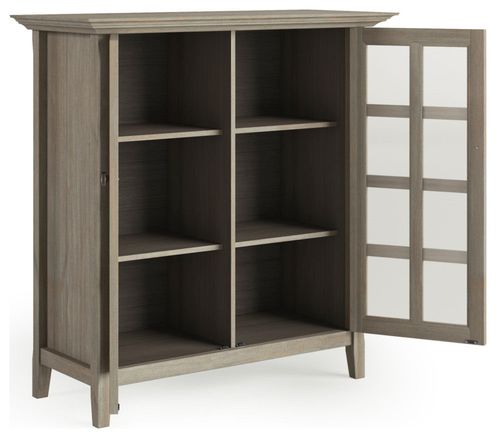 Acadian Solid Wood 39 Inch Wide Medium Storage Cabinet In Distressed Grey
