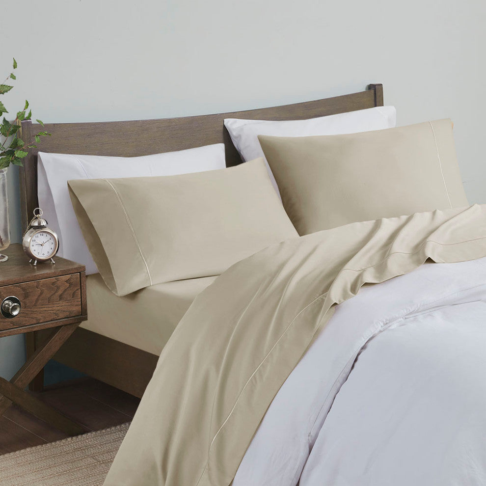 Beautyrest 600 Thread Count Cooling 4-Piece Sheet Set, Sand, Split King