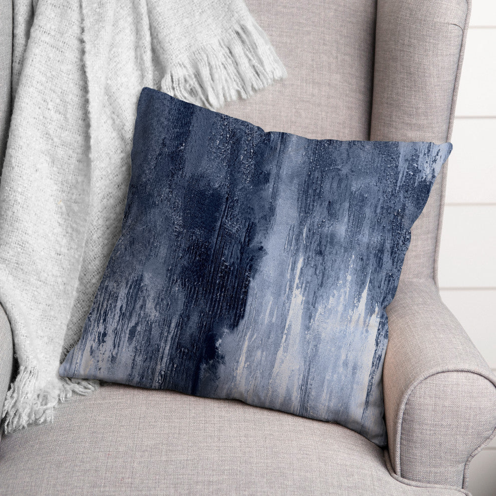 Blue Painted Abstract 18x18 Indoor/Outdoor Pillow