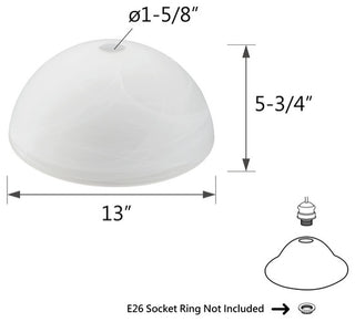 23516-21 Replacement Alabaster Torchiere Lamp Glass(42mm) Shade