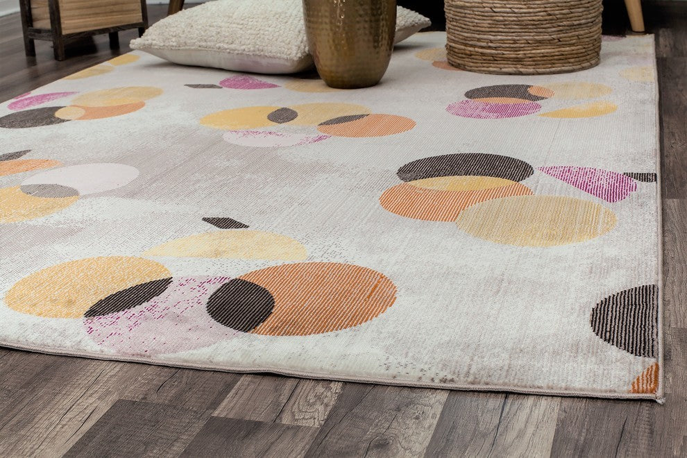 Lush Distressed Boho Geometric Area Rug by Cosmoploitan, Goldhint, 5' x 7'