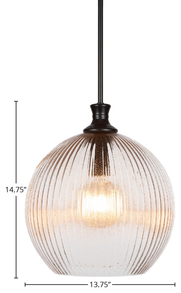 Carina 1-Light Stem Hung Pendant, Matte Black/Micro Bubble Ribbed
