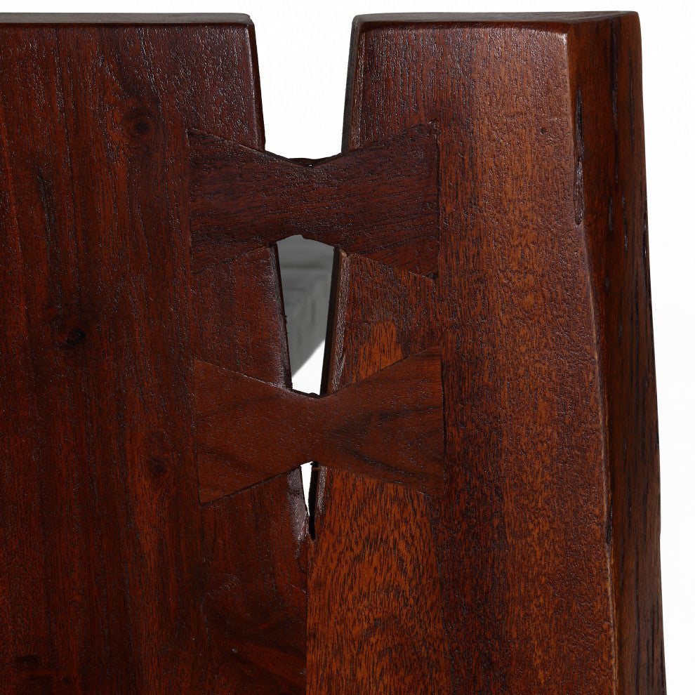 Bare Decor Brunswick End Table With Live Edge Solid Wood Top and Black Legs