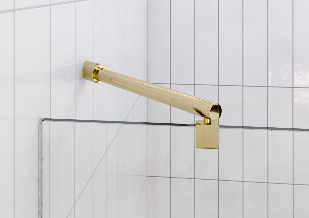Glass Warehouse 78"x50" Frameless 3 Panel Inline Shower Door, Polished Brass