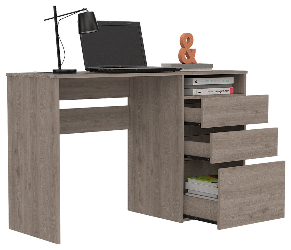 Kenai 3 Drawers Computer Desk, Light Gray