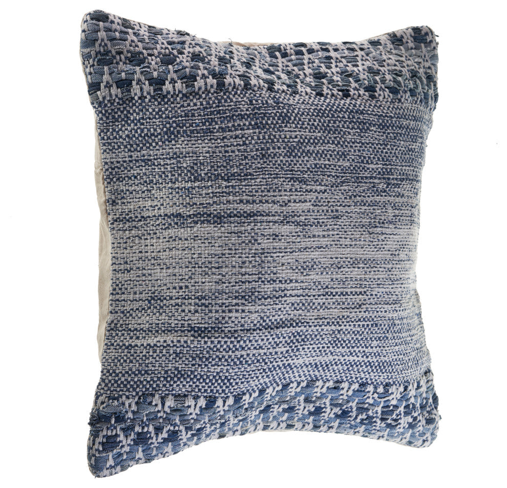 Blue and Ivory Textured Throw Pillow