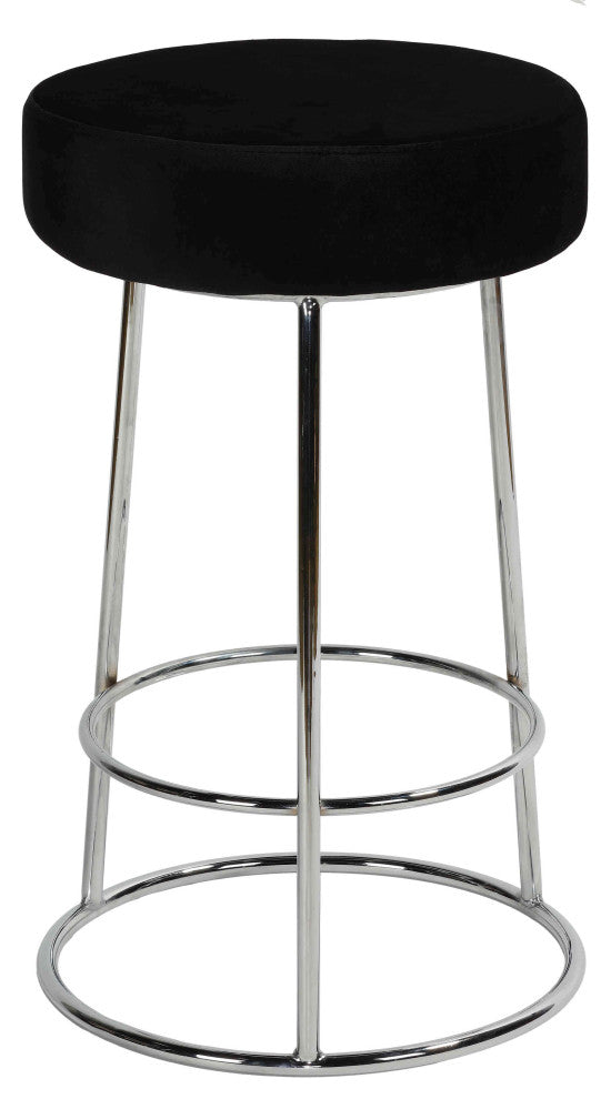 Bodiam Counterstool, Black Velvet, with Chrome, 24"