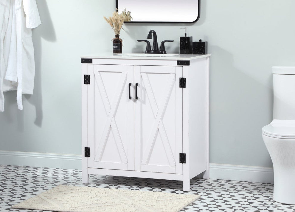 Home Living 19" Farmhouse White-Light Bathroom Vanity
