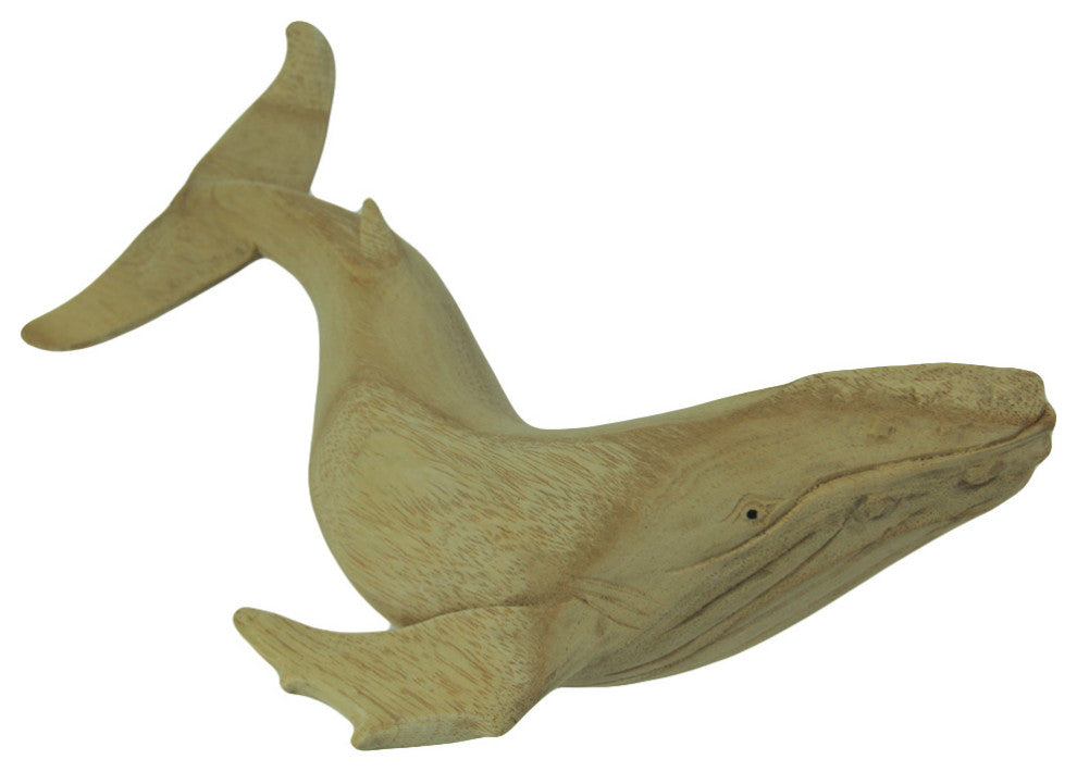 Hand Carved Wooden Swimming Humpback Whale Figure
