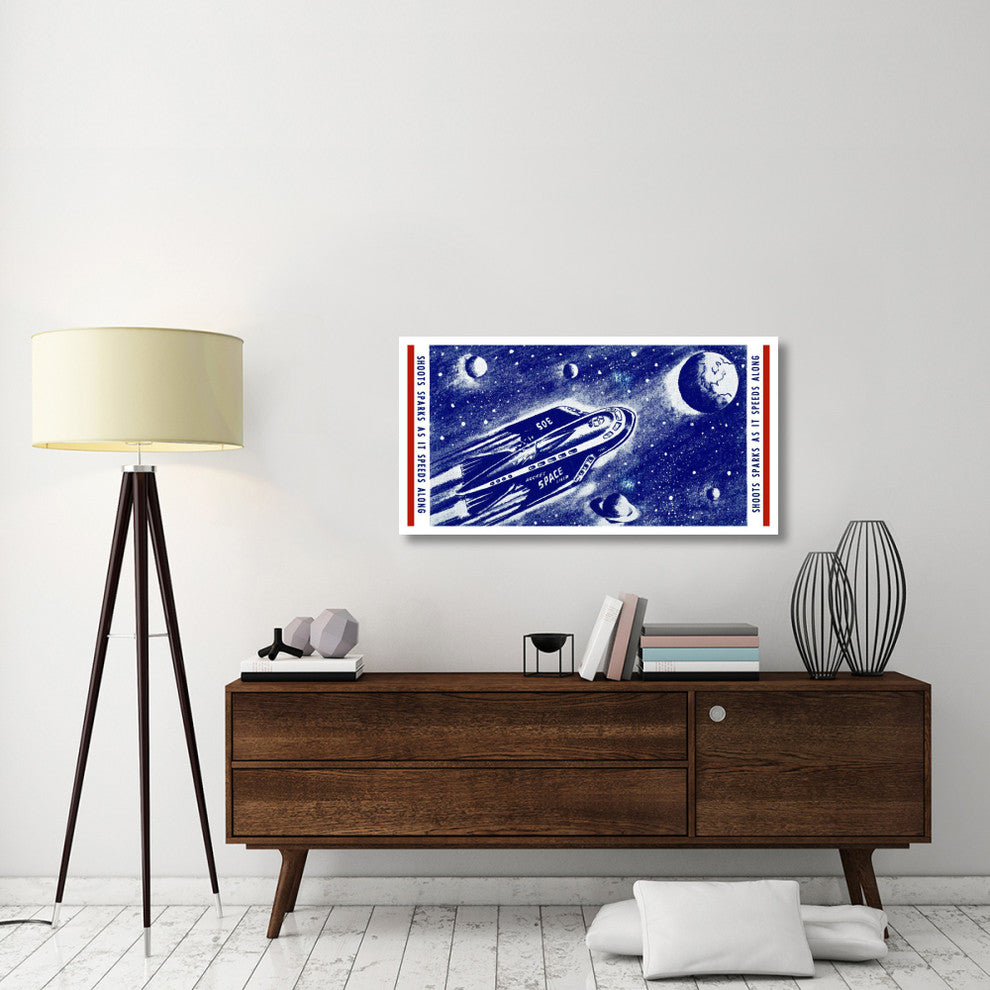 "Rocket Space Ship 305" Digital Paper Print by Retrorocket, 46"x24"