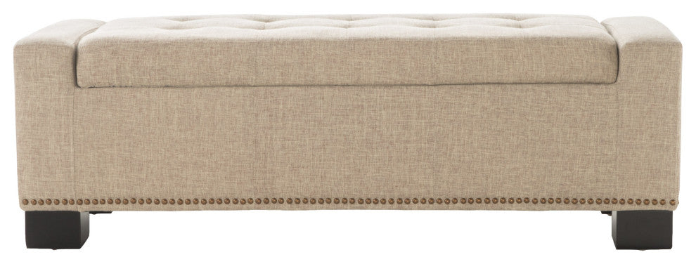 GDF Studio Espana Wheat Fabric Storage Ottoman With Studs