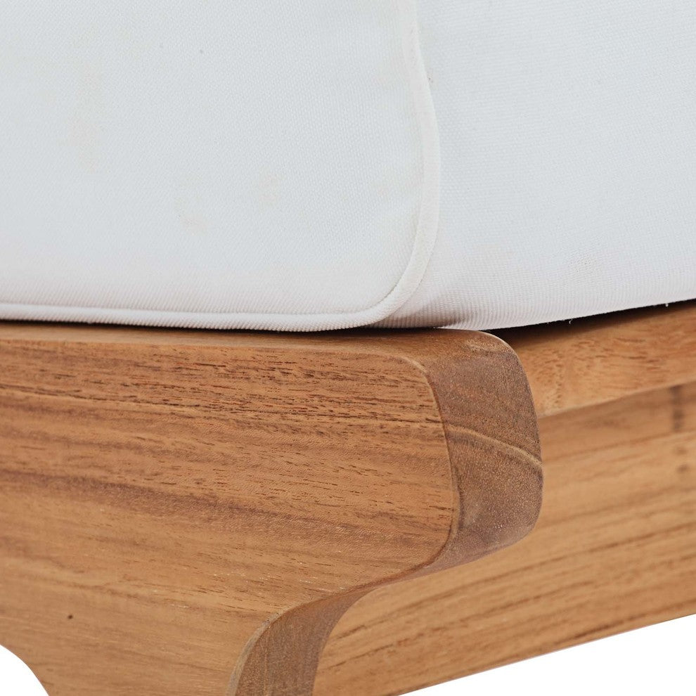 Saratoga Outdoor Patio Teak Ottoman, Natural White