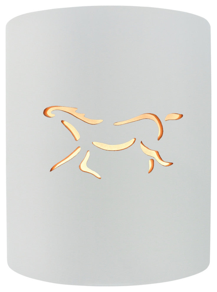 Sun Dagger Small Cylinder Wall Sconce, Open Top & Bottom-Gloss White-Horse, LED
