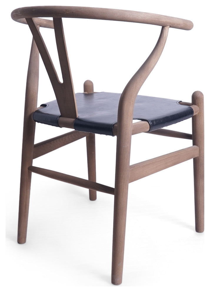 Quince Mid Century Boho Ash Wood Dining Chairs, Set of 2, Black + Antique