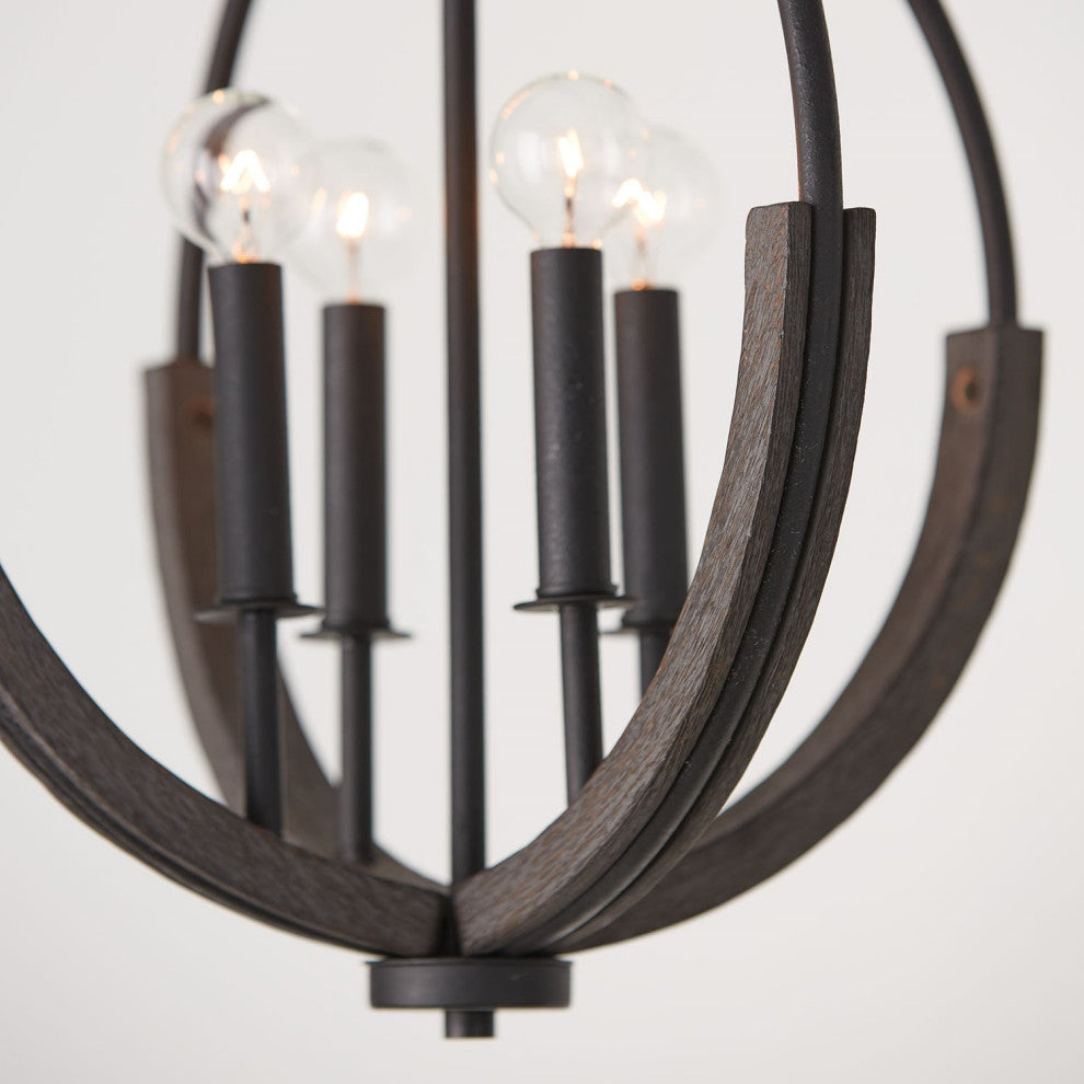 Capital Lighting Clive 4-Light Pendant 347642CK Carbon Gray and Black Iron