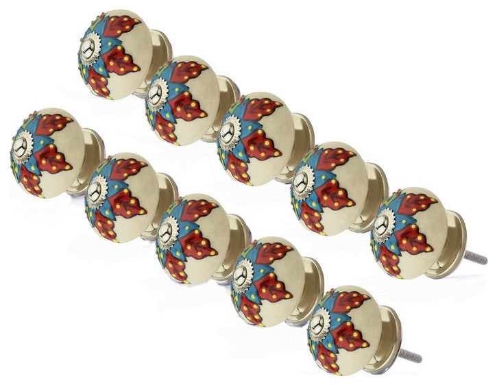 10-pcs Ceramic Designer Knobs, Decorative Ceramic Cabinet Knobs, Drawer Knobs