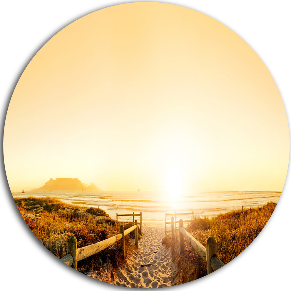 Beach Near Cape Town Panorama, Photo Round Metal Wall Art, 36"