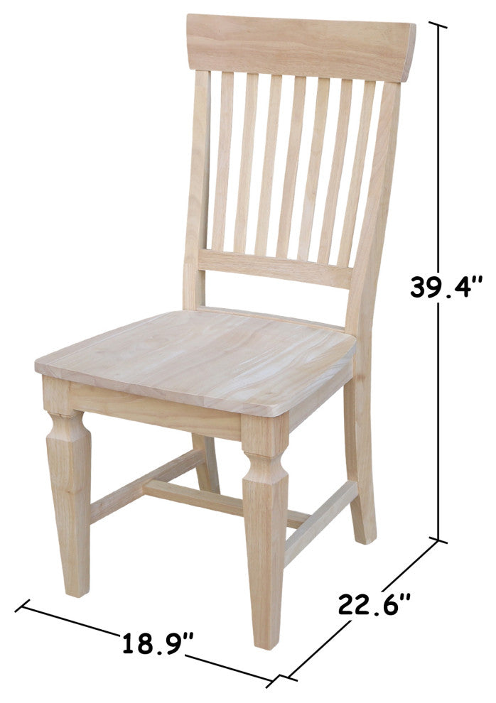 Vista Slat Back Chairs, Set of 2, Unfinished