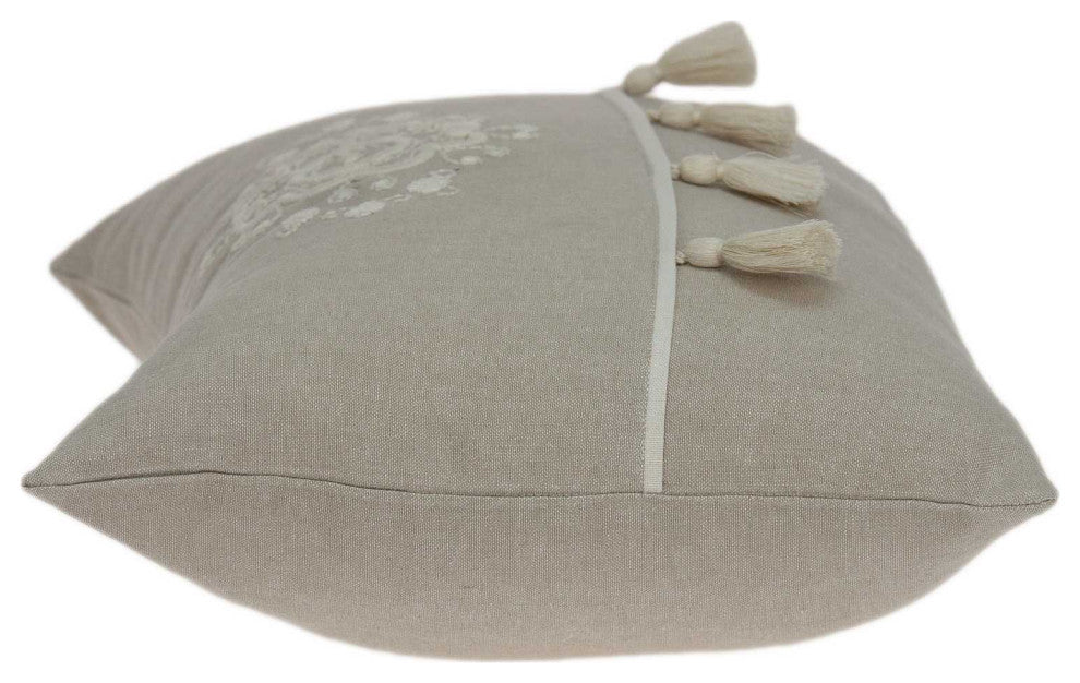 HomeRoots 20" x 0.5" x 14" Elegant Transitional Beige Accent Pillow Cover