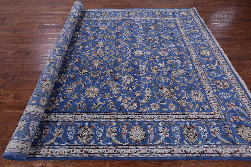 8' 0" X 10' 1" Hand Knotted Wool & Silk Persian Nain Rug - Q14887