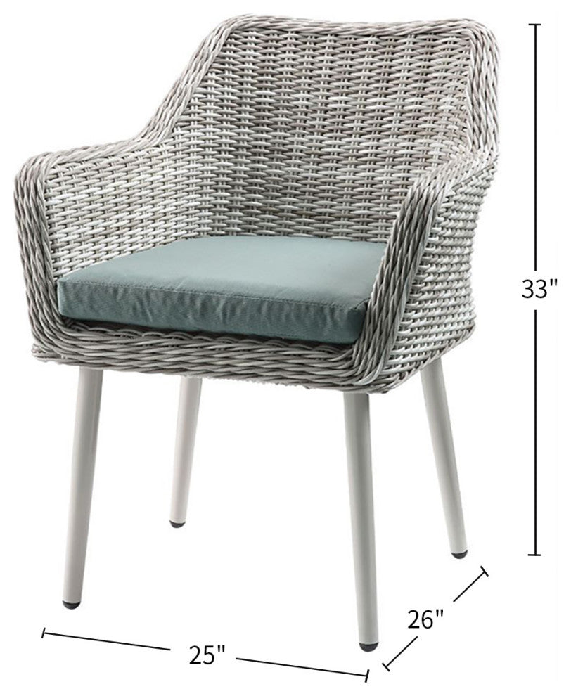 3-Piece Patio Bistro Set, Green and Beige Wicker