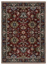 Hanford Bordered Persian Red/Multi Fringe Edge Area Rug 5'3" x 7'6"