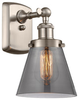 Small Cone 1-Light Sconce, Brushed Satin Nickel, Plated Smoke