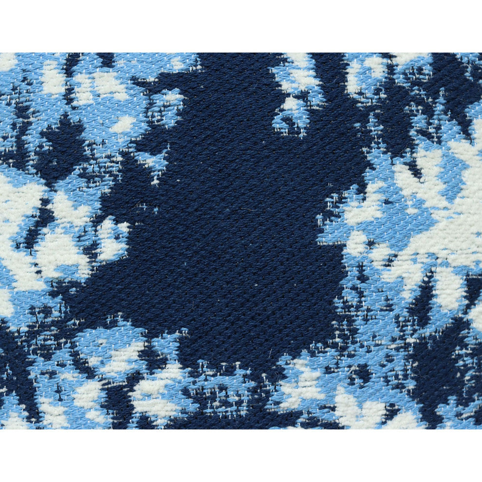 Blue Machine Woven with Tassels Viston Throw Pillow, 20" x 20"