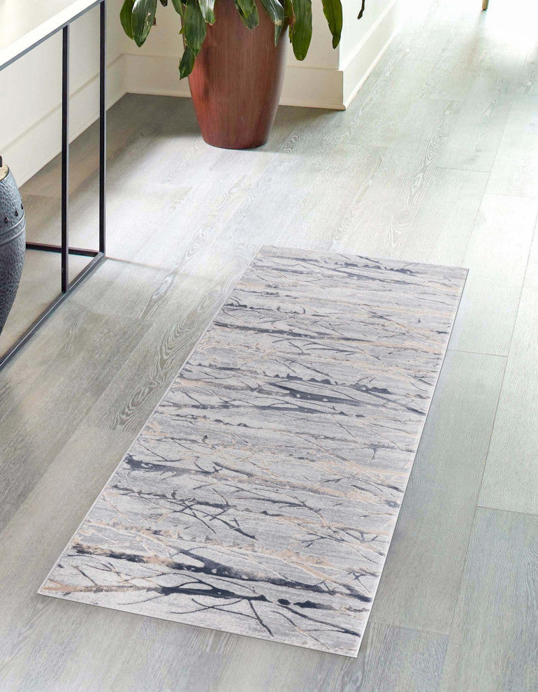 Unique Loom Anne Finsbury Rug, Gray, 2'x8'