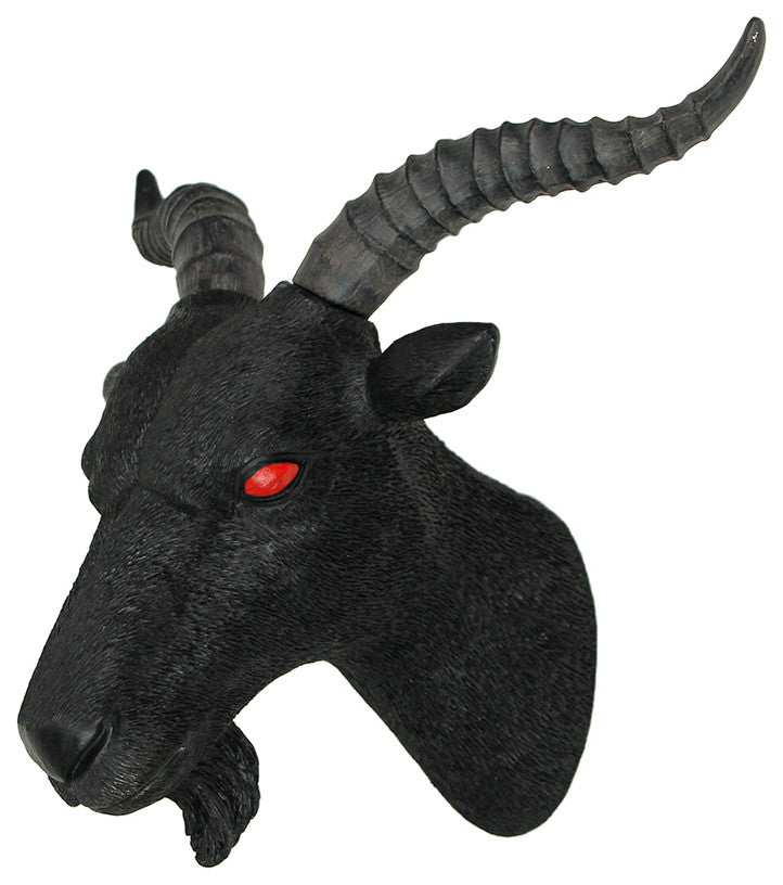 16 Inch Resin Black Baphomet Bust Wall Sculpture Hanging Home Decor Goat Head