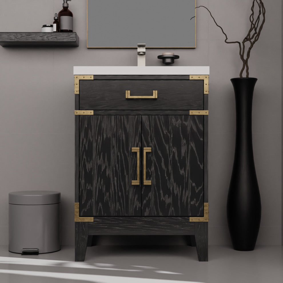 Laurel 24 in W x 18 in D Black Oak Single Bath Vanity