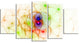 Spherical Colorful Fractal Design, Abstract Wall Art Canvas, 60"x32", 5 Panels