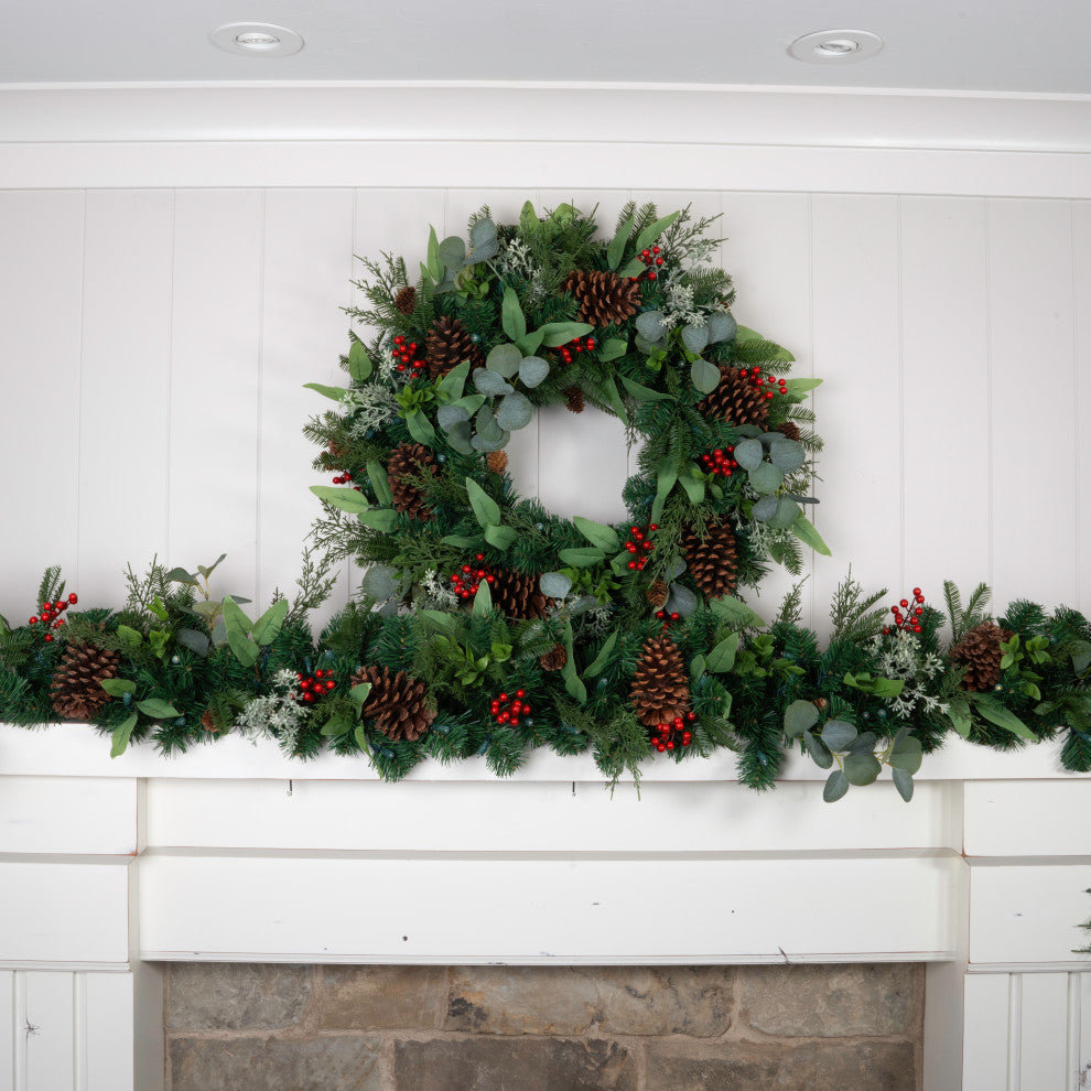 9' Artificial Christmas Garland with Lights, Christmas Woods