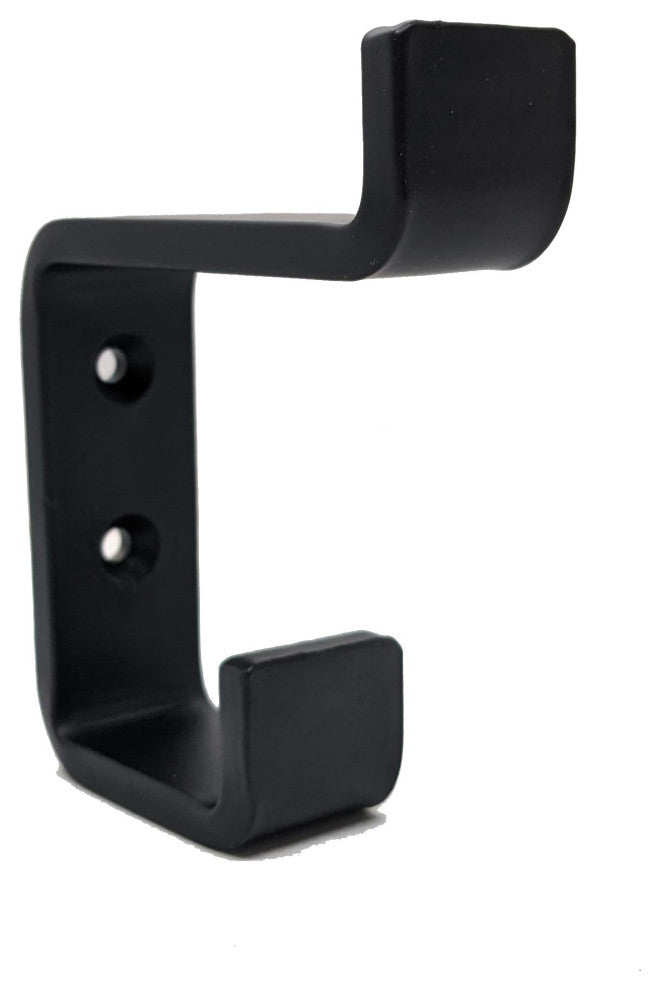 (4) Double Coat Hook C Black Steel Iron Modern Farmhouse Rustic Industrial
