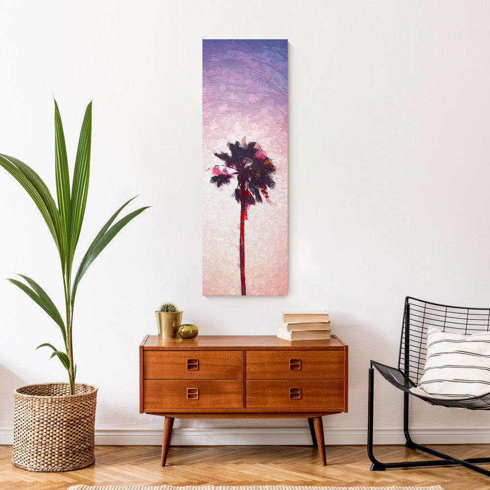Pink Palm Tree 12x36 Canvas