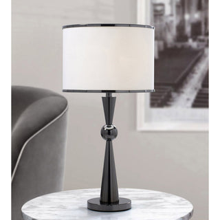 HomeGlam 28.5-inch  Metal Table Lamp, Chrome Black