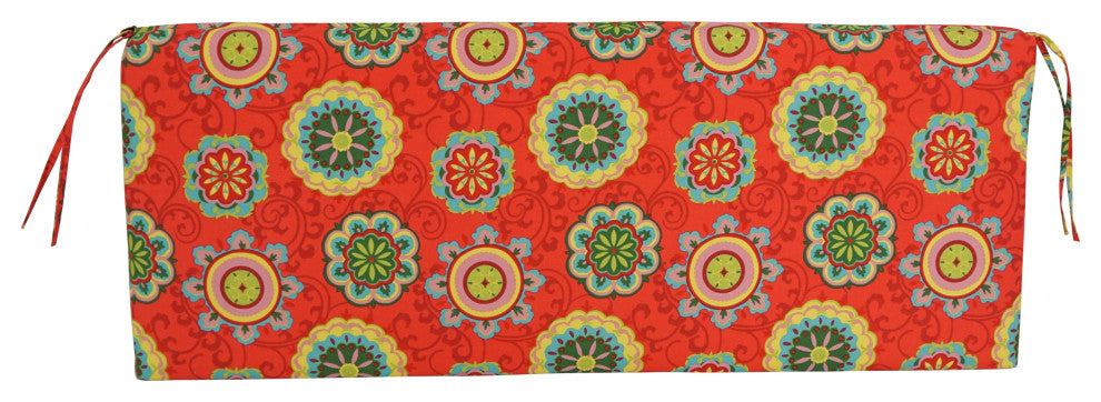 54"X19" Patterned Outdoor Polyester Bench Cushion, Farrington Terrace Grenadine