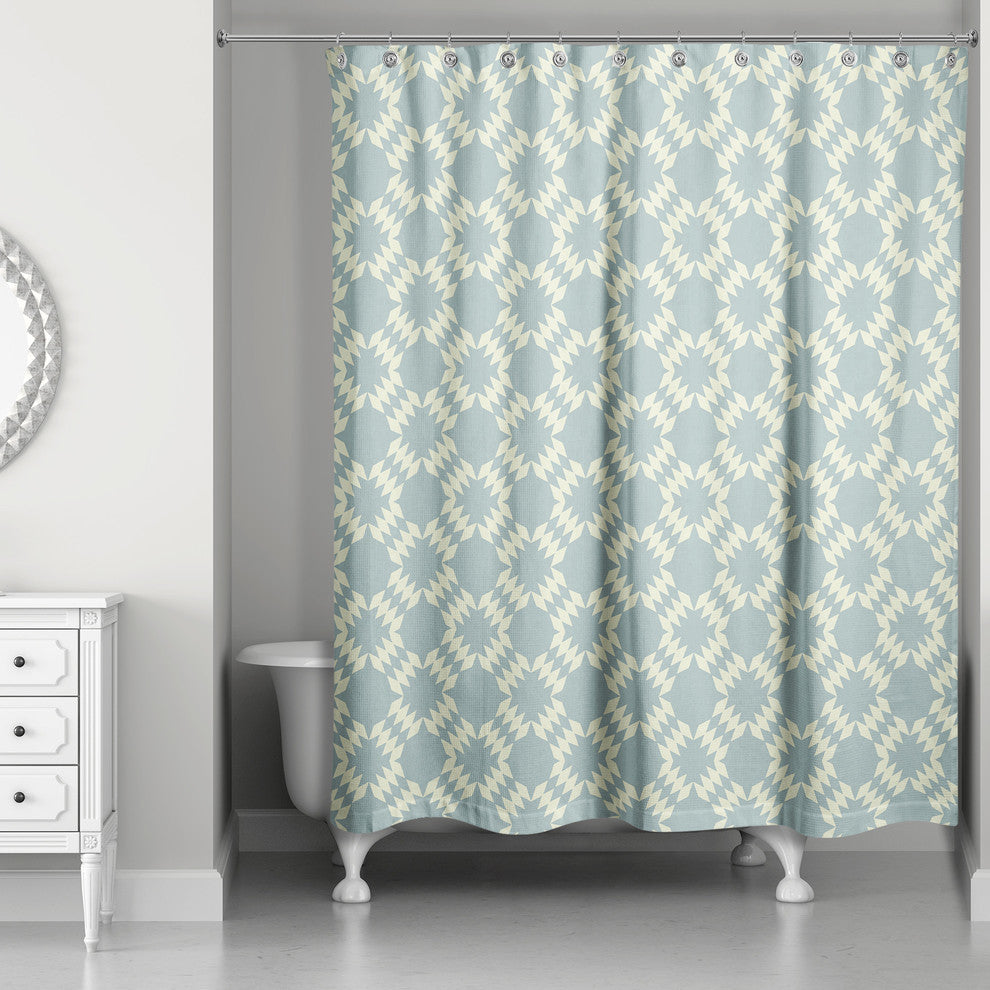 Folk Southwestern Pattern in Blue Shower Curtain