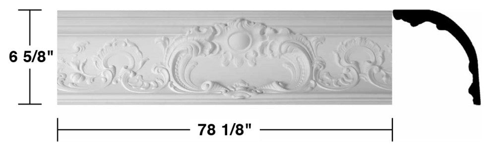 Cornice White Urethane Sidartha Ornate Design 12 Pieces Totaling 937.5" Length