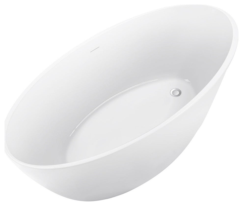 Acrylic Single Slipper Flatbottom Soaking Bathtub in White, 59" X 29"