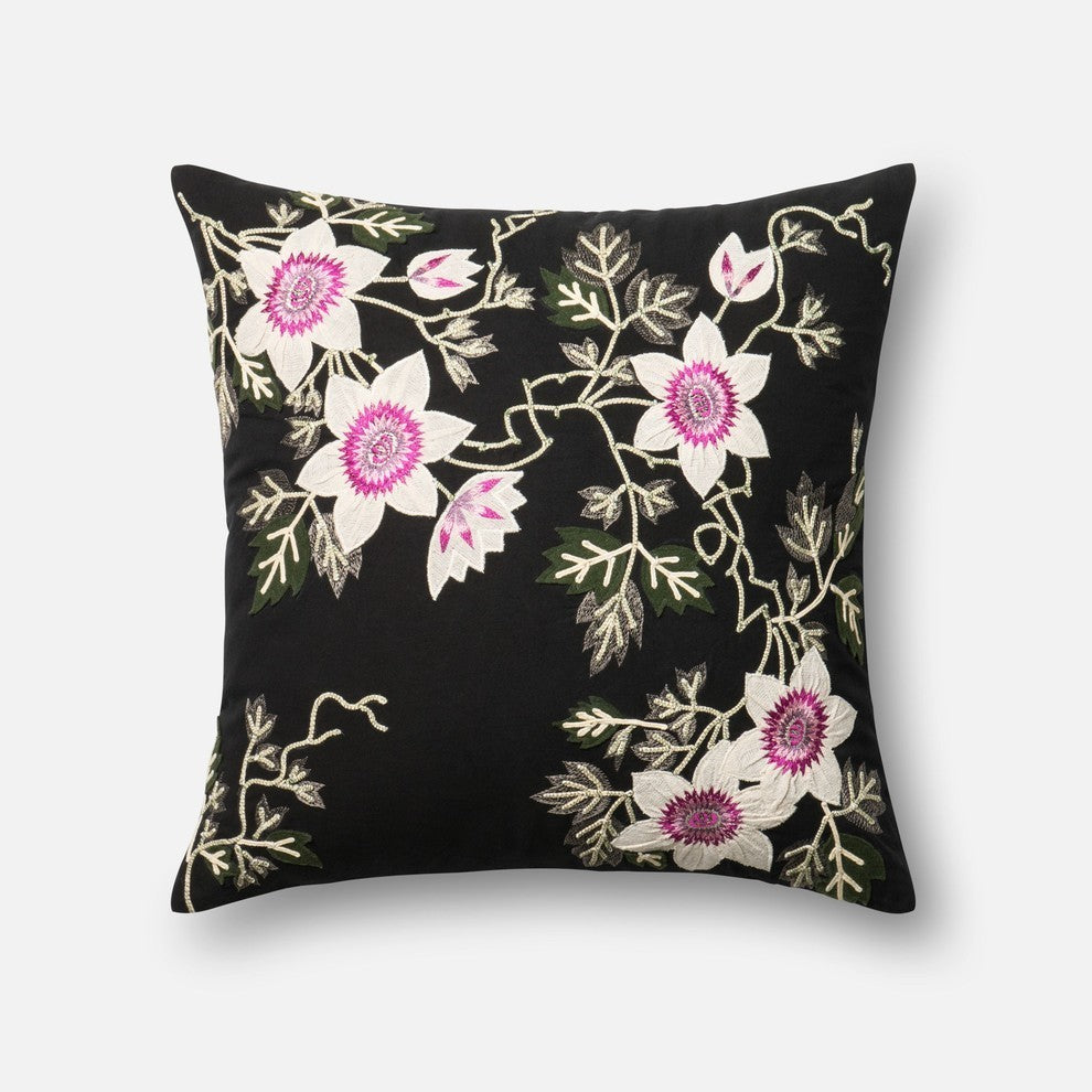 Loloi Inc. Pillow, Black and Ivory, 22"x22"