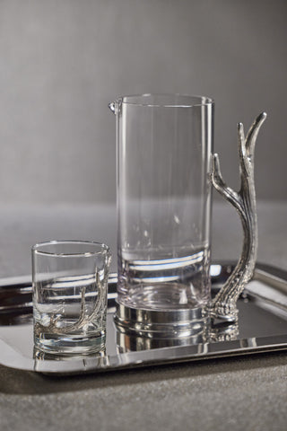 Malachi Rock Glass Pitcher With Pewter Antler Handle