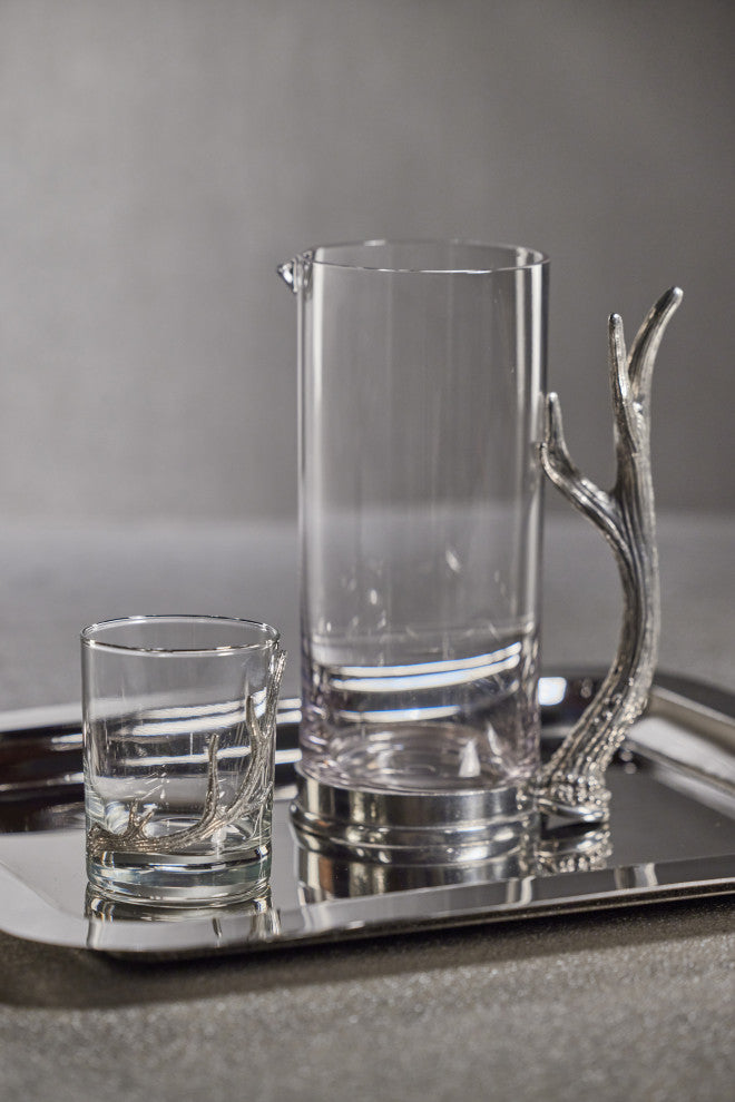 Malachi Rock Glass Pitcher With Pewter Antler Handle