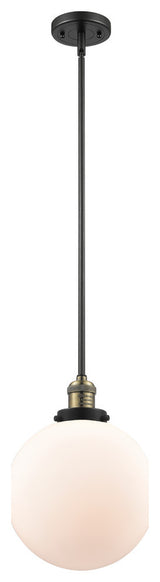X-Large Beacon 1-Light Mini Pendant, Black Antique Brass, Matte White